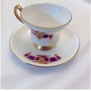 Vintage Royal Canadian Tartan Crown Prince England fine bone china. Gold rimmed.